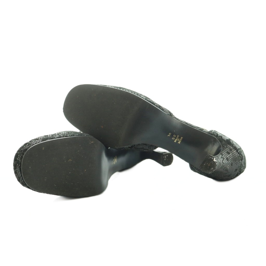 Diana Pumps Black Lace Strap 8.5cm Heel 25cm/9.8″ AB Condition Ladies Shoes