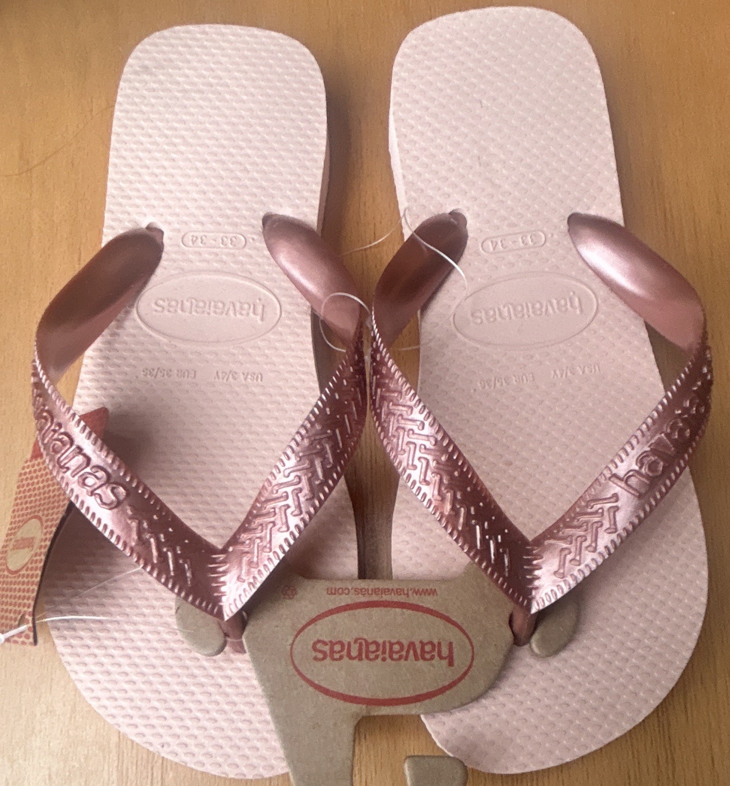 Havaianas Ballet Rose Solid Flip Flop Sandals Kids US 3/4Y 33/34 EU 35/36