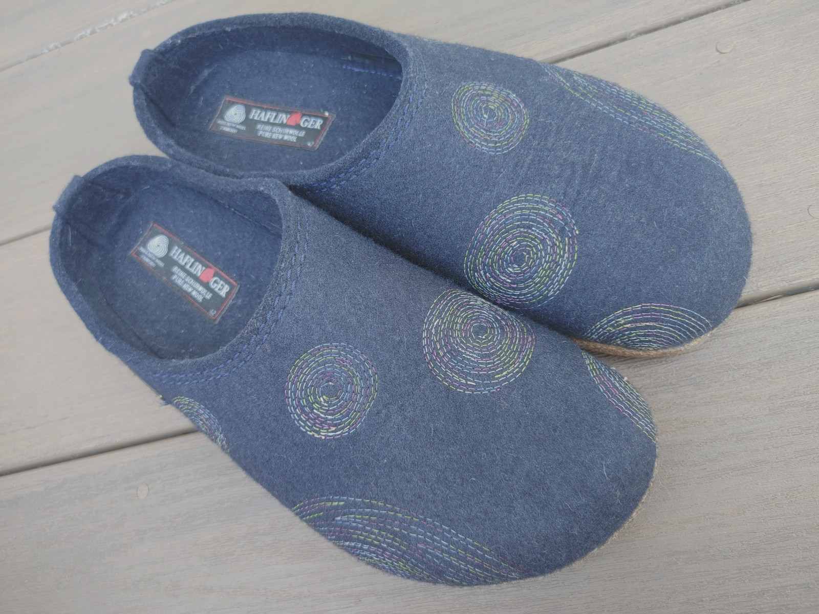Haflinger Womens SPIRIT Navy Wool Clogs Slippers Granola Girl Sz 42 /US 11