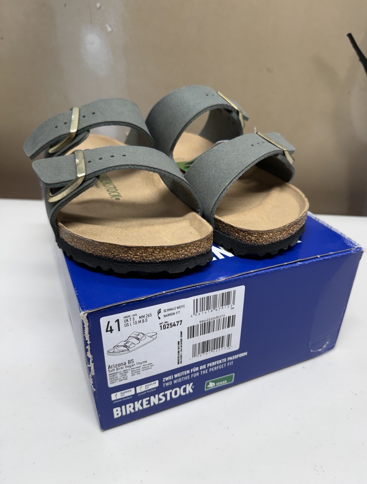 Birkenstock Arizona VEGAN EU 41 / US 10-10.5/8-8.5 Narrow – Thyme