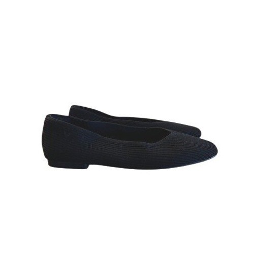 VIVAIA 40.5 10.5 Margot Square-Toe Black Ribbed Knit Ballet Flats Shoes NWOB