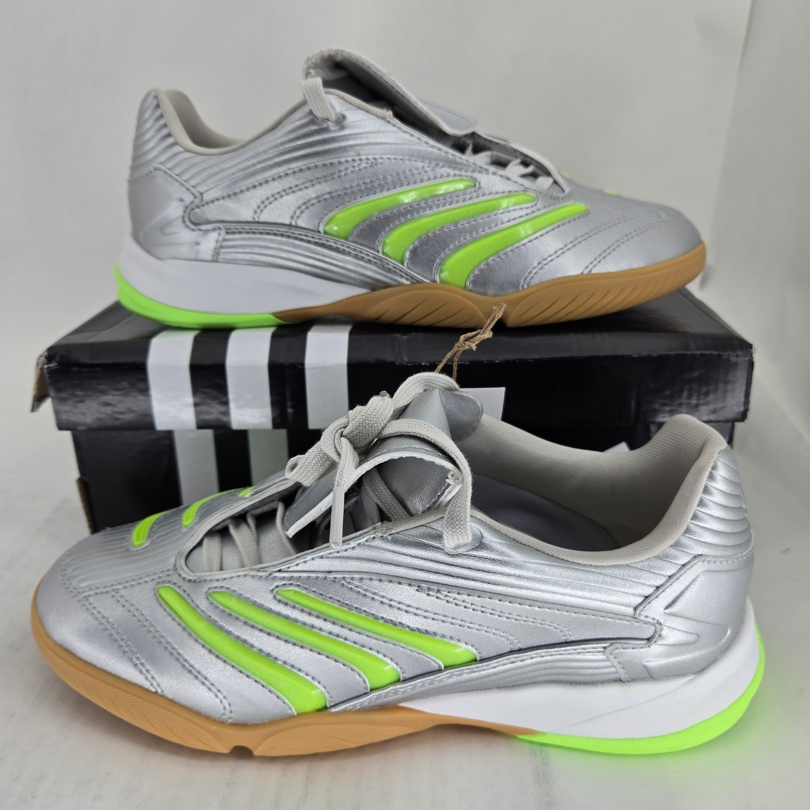 Adidas Predator Sala W Silver Signal Green Indoor Soccer Shoes JR1636 Womens 7