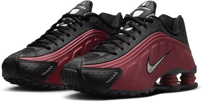 NIKE Women’s Shox R4 AR3565-009 Black Team Red Metallic Silver New