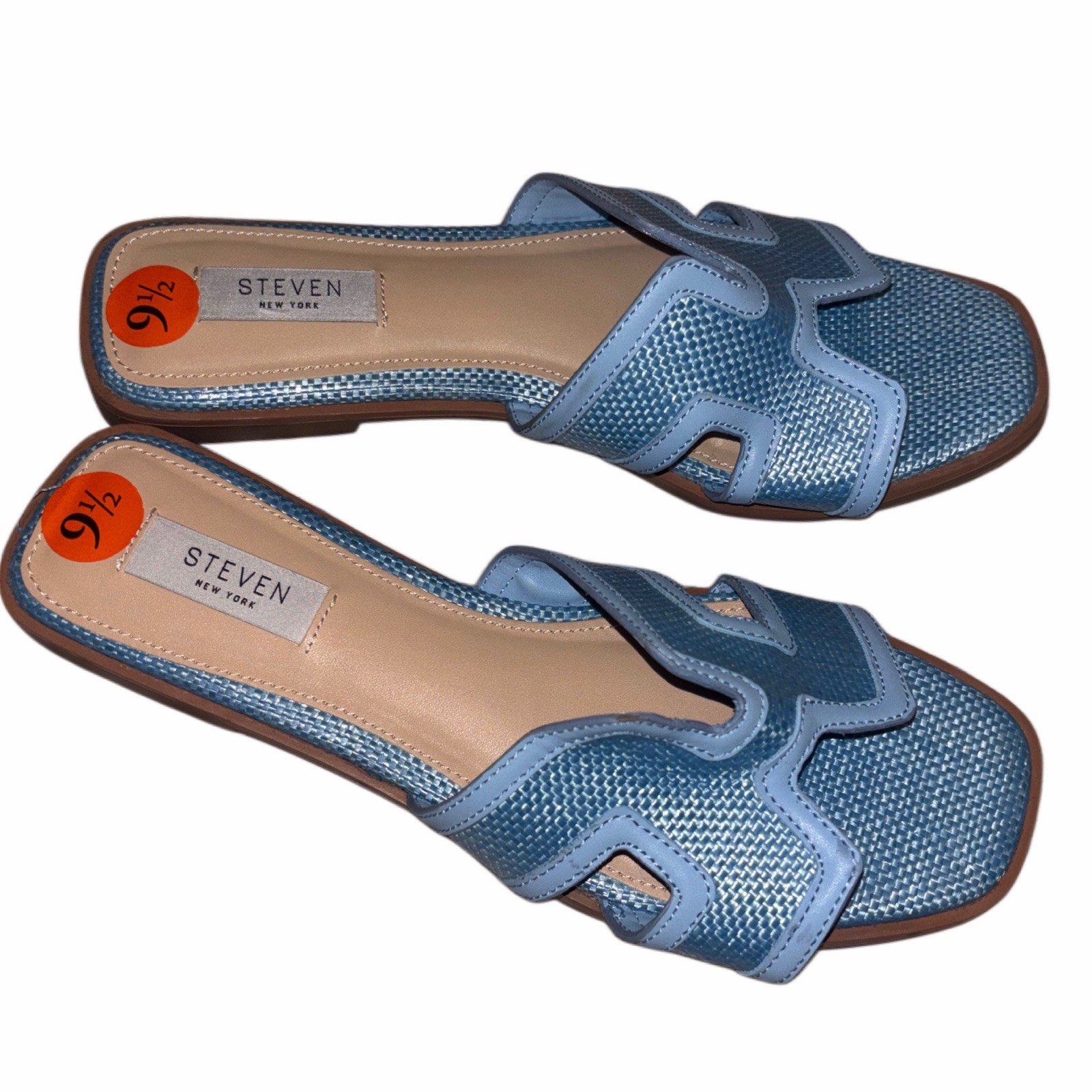 Steven New York Women’s Blue Textile Slide Sandals Slip On Open Toe Size 9.5