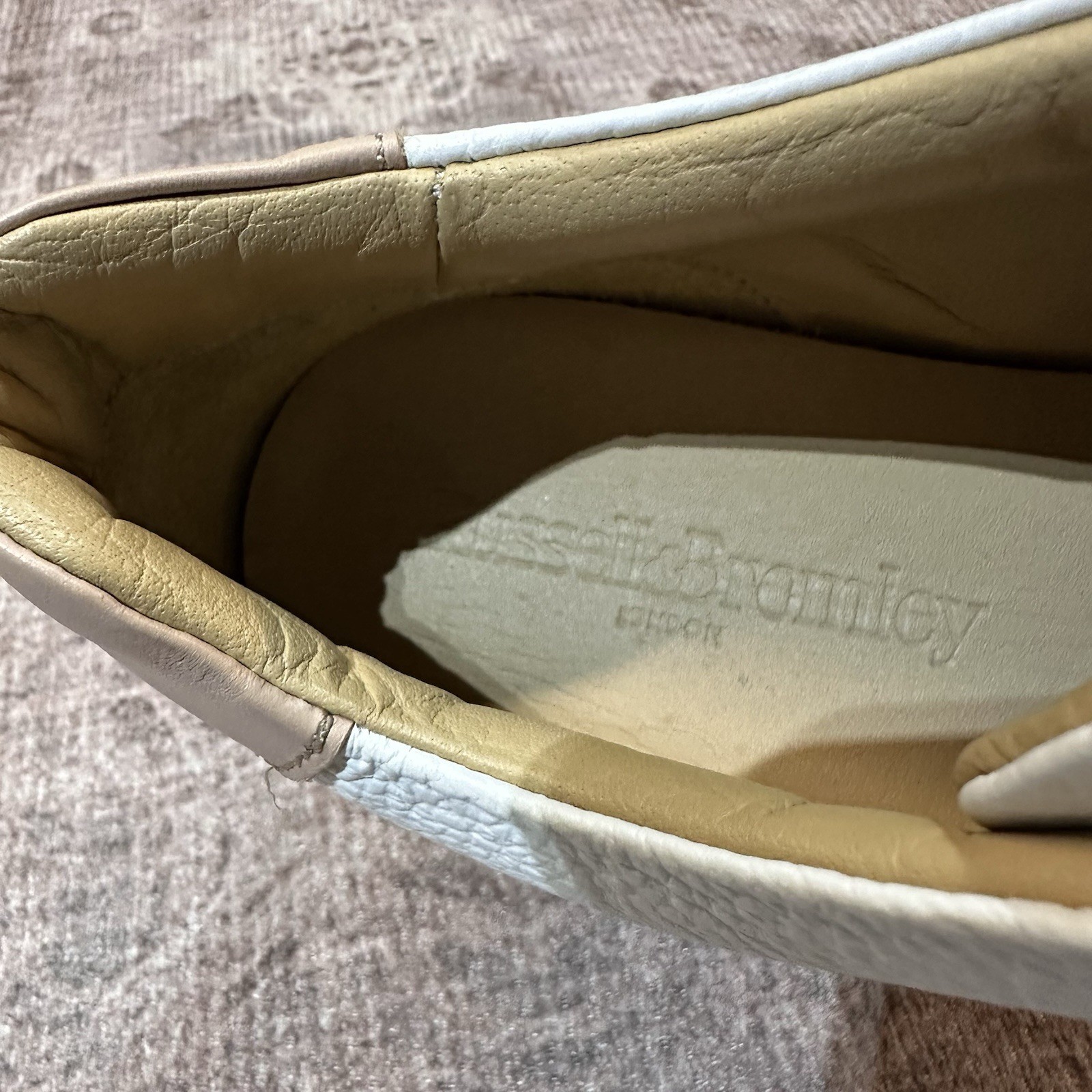 Russell & Bromley White Leather Stripe Platform Sneakers Italy Size 40 US 9.5
