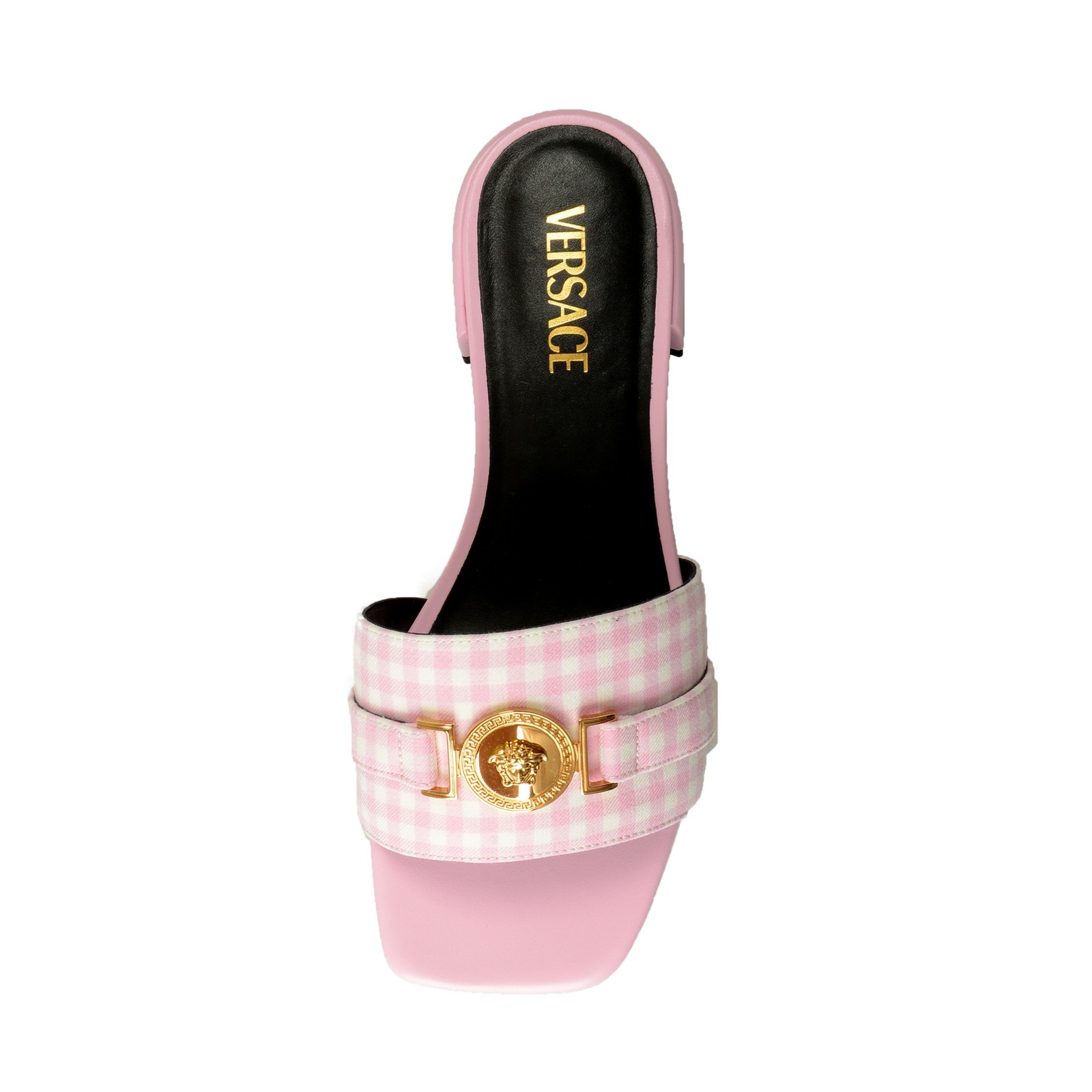Versace Women’s Pink Leather Gold Medusa Sandals Flip Flop Shoes US 6 IT 36
