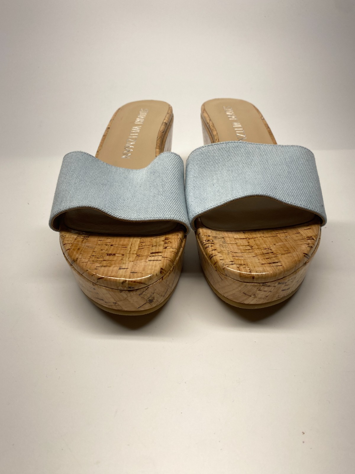Stuart Weitzman Womens Summer Denim Wedge Sandals Sz 10 B