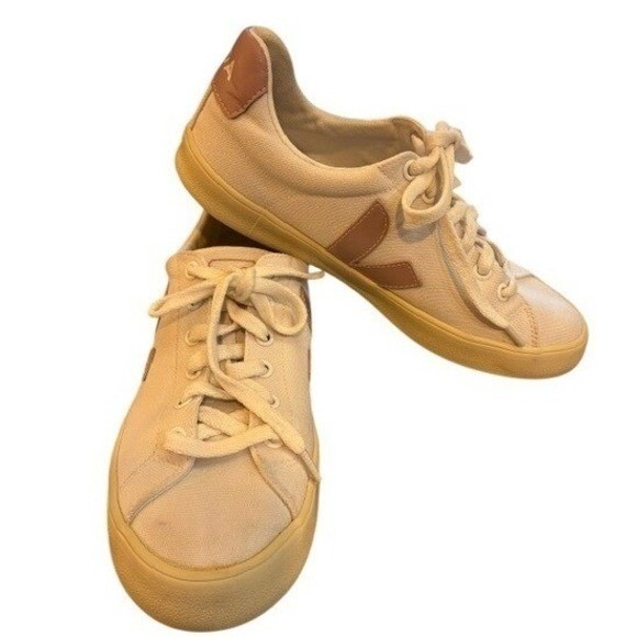 Veja Esplar Sneakers Womens 8.5 Mens 7 Cream Pink Canvas Good Low Top Shoes