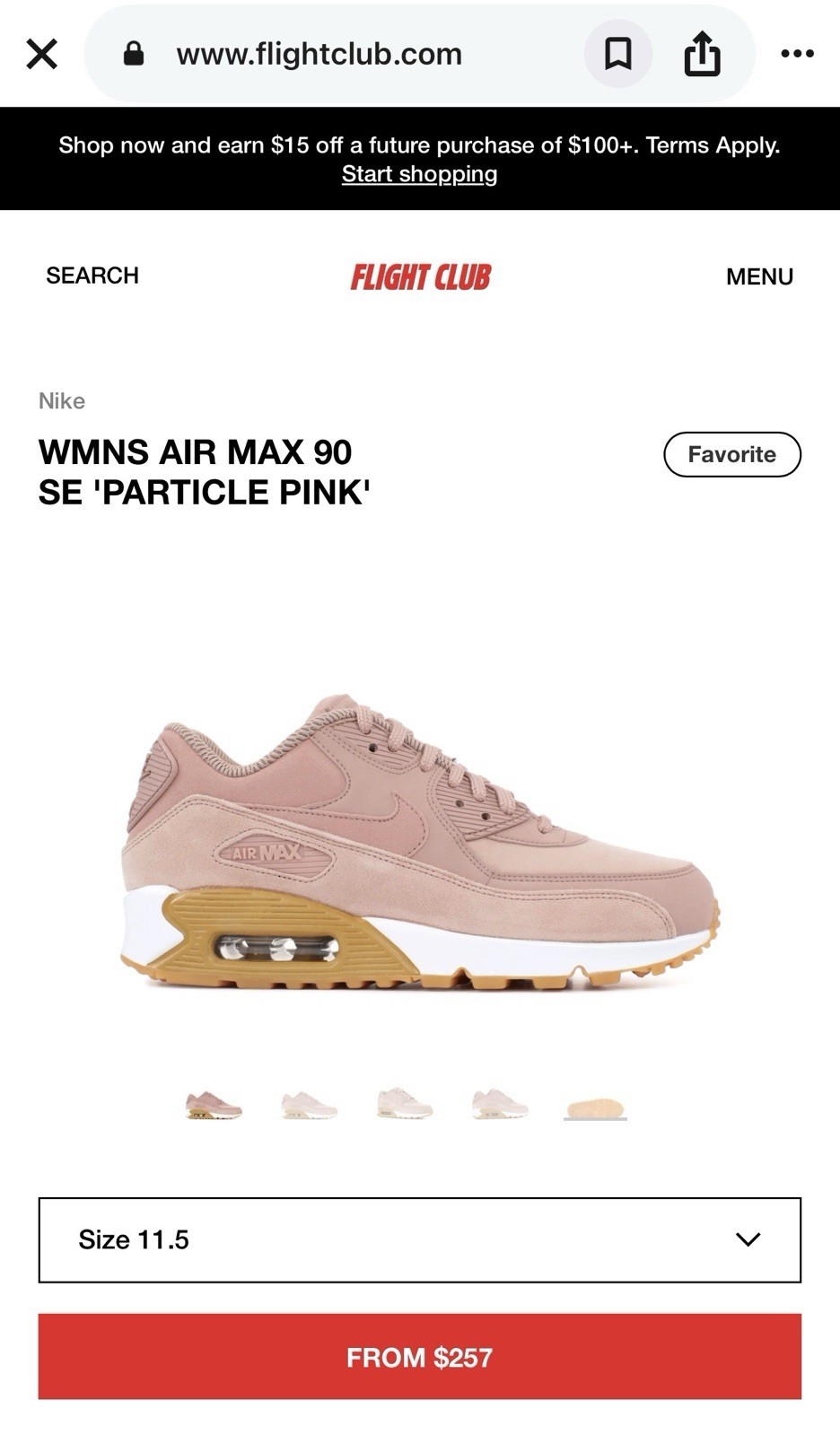 Nike Air Max 90 SE Women’s Running Shoes Particle Pink, Size 8.5, New W/MIP