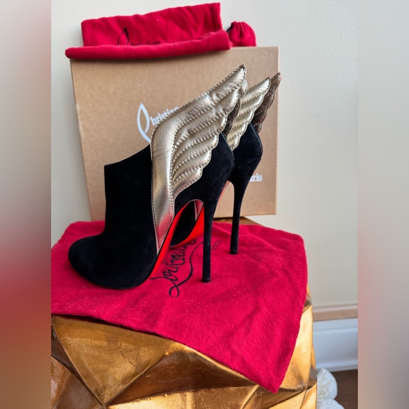 Christian Louboutin Mercura Suede Leather Boots with Wings, US Size 9 (CL 39.5)