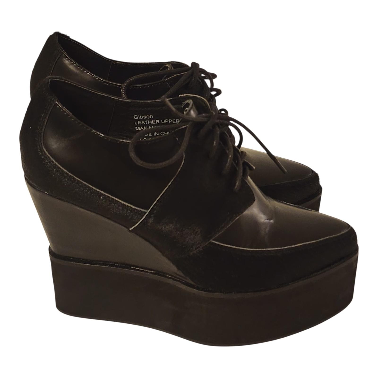 YES We Are The Shet «Gibson» Platform Wedge Oxfords Leather & Pony Hair sz 8