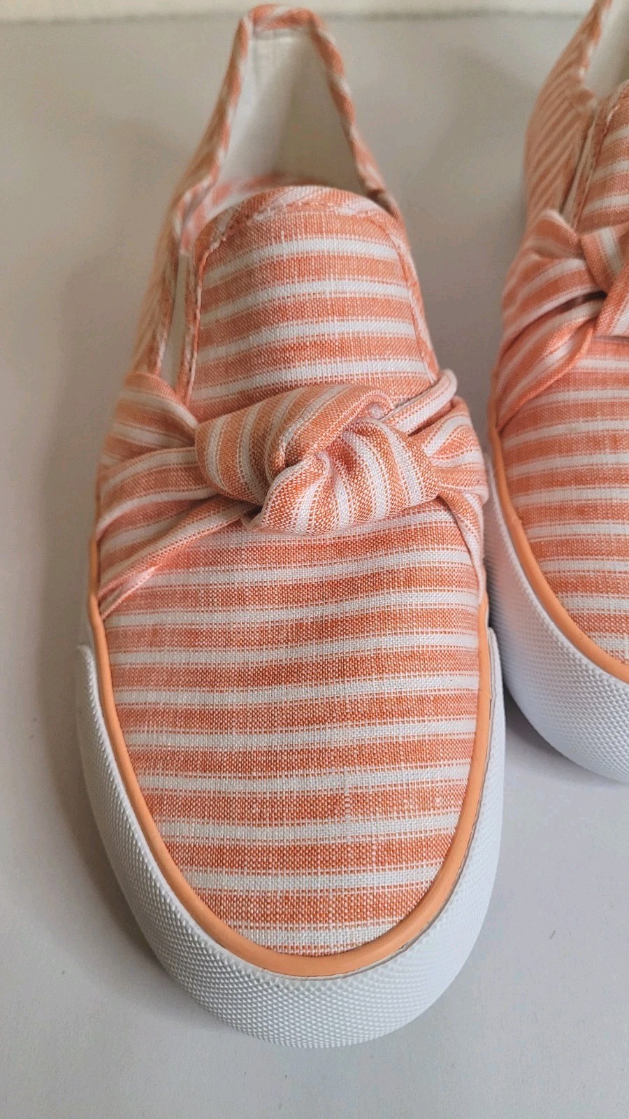 Talbots Jaden Knot Stripe Linen Platform Slip-On Summer Sneakers Size 7 NEW