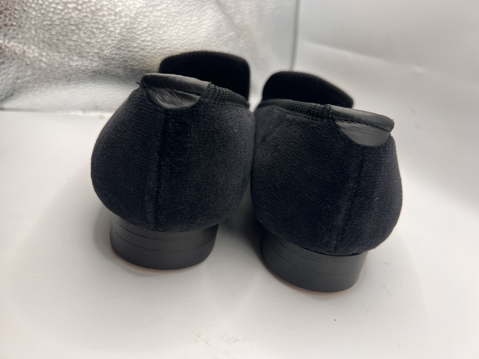 Crockett & Jones Black Embroidery Peacock Velvet Albert Slippers Women Sz 5.5/6
