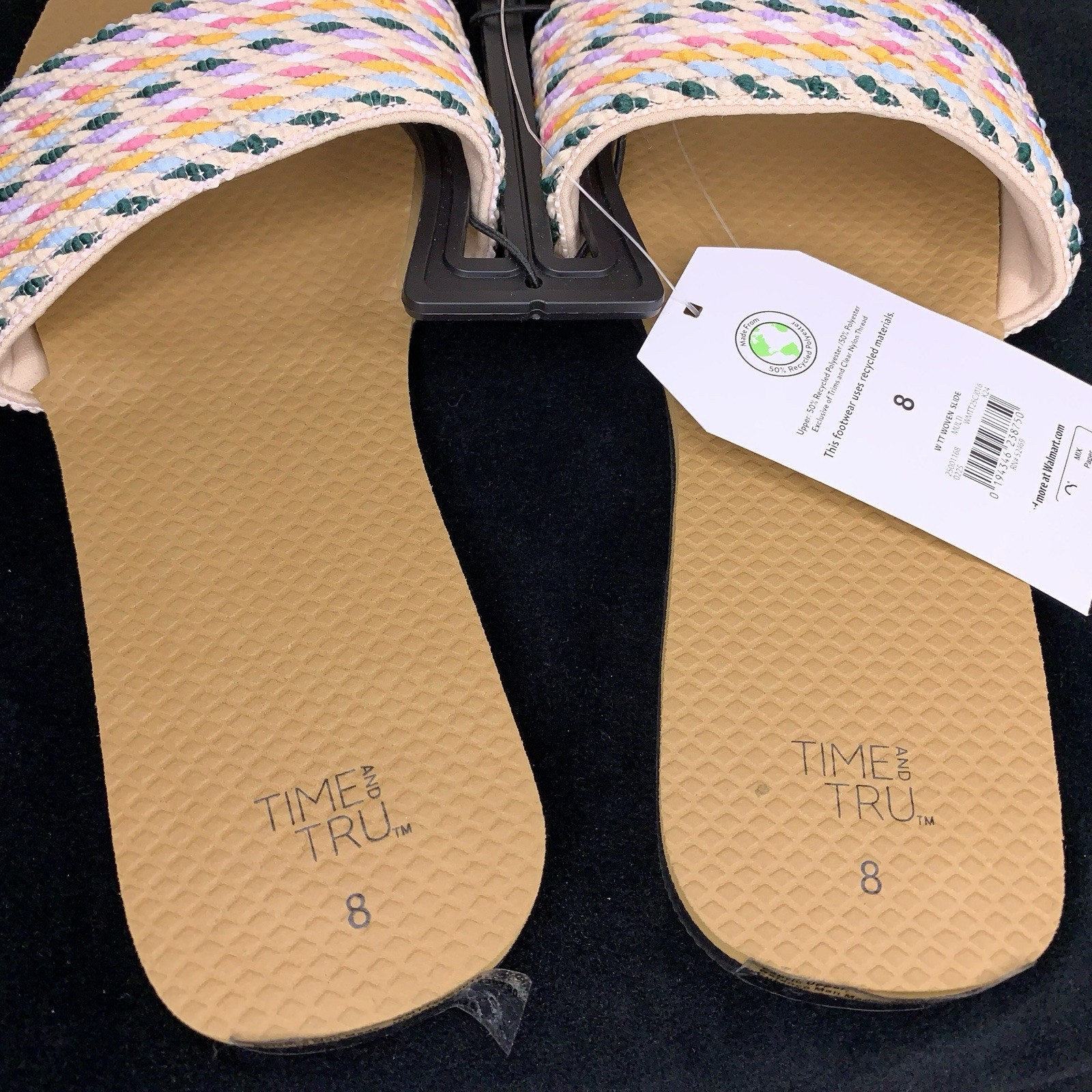 New Size 8 Slide Sandals Multicolored Tan Brown Womens Boho Bohemian Beach