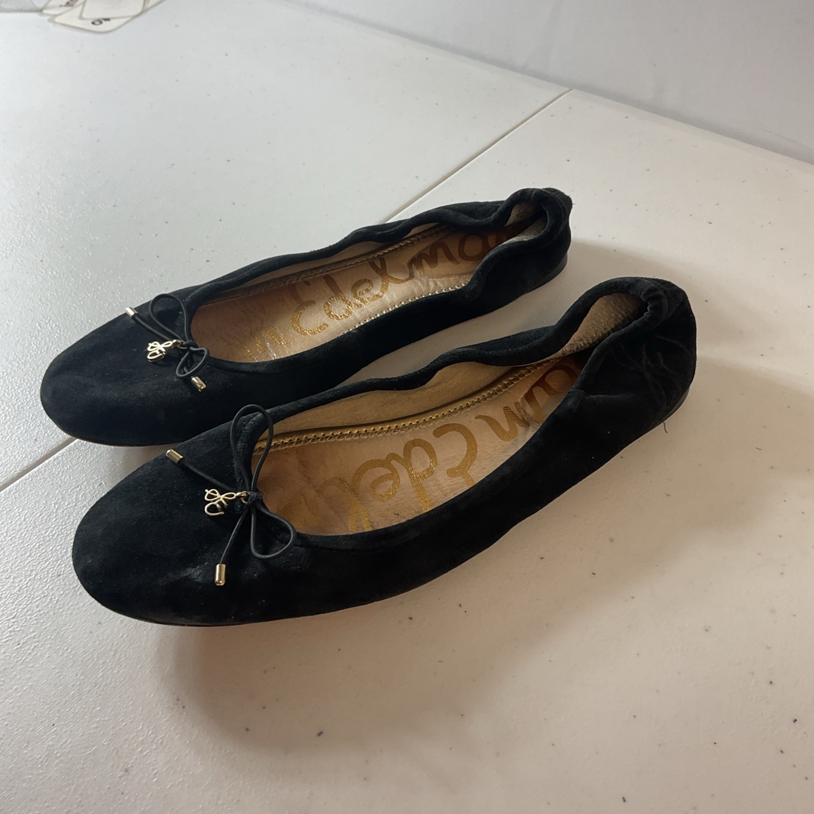 Sam Edelman Felecia Flat Ballet Shoes Black Sude Holiday 9 Casual Travel