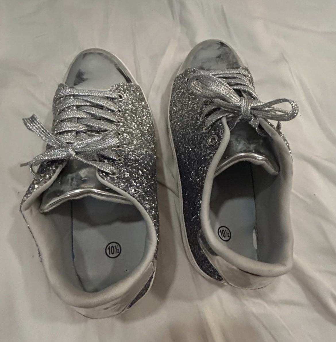LUCKY STEP glitter Silver sneakers