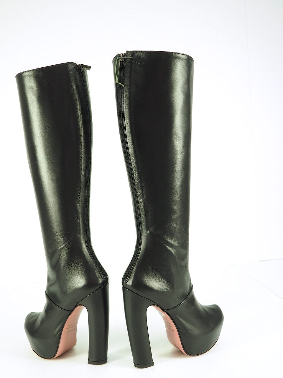 GIANRICO MORI GENUINE LEATHER WOMENS STILETTO HIGH HEELS PLATFORM BOOTS BLACK 39
