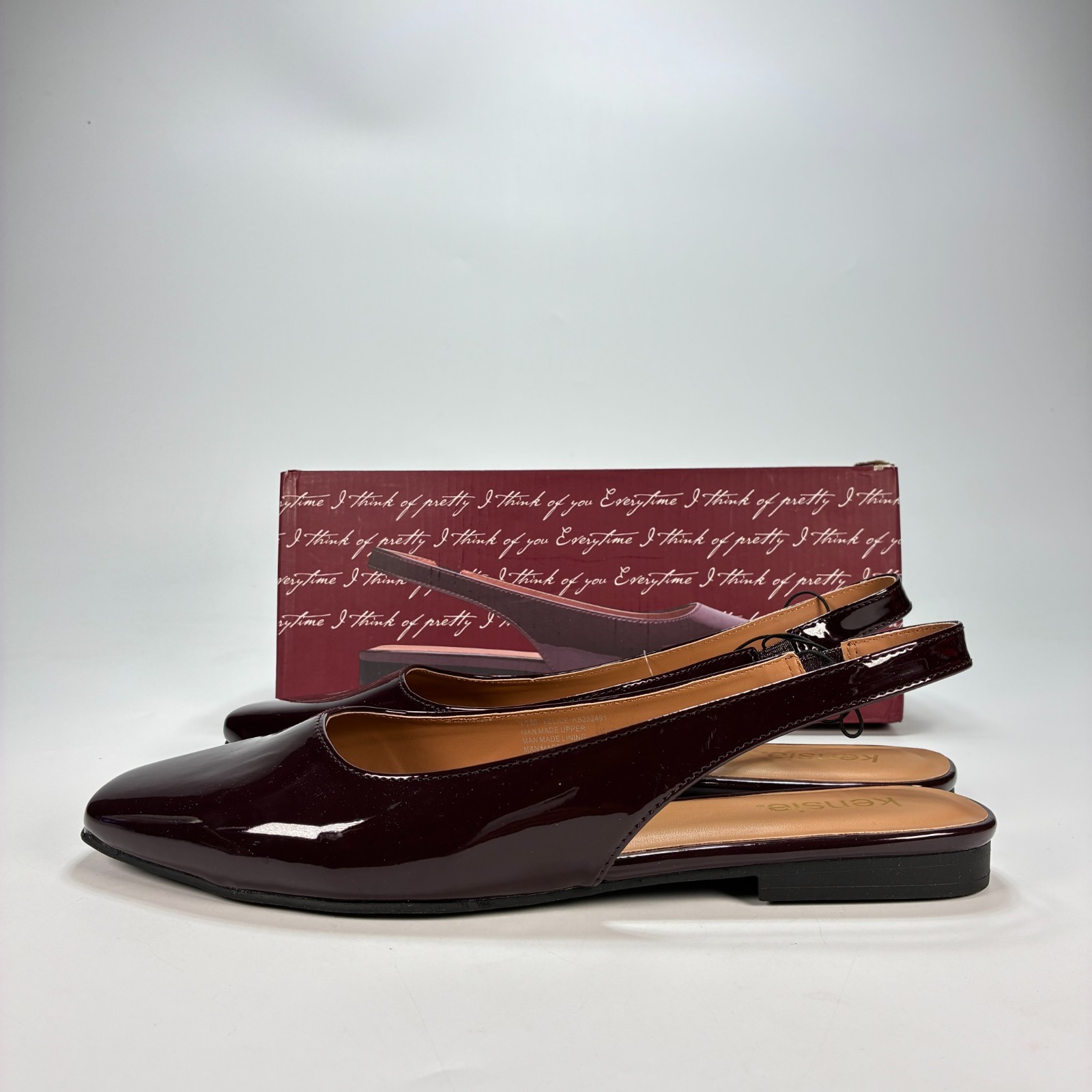 Kensie Felice Red Shiny Patent Slingback Flat Sandals KS252491 Women’s Size 11
