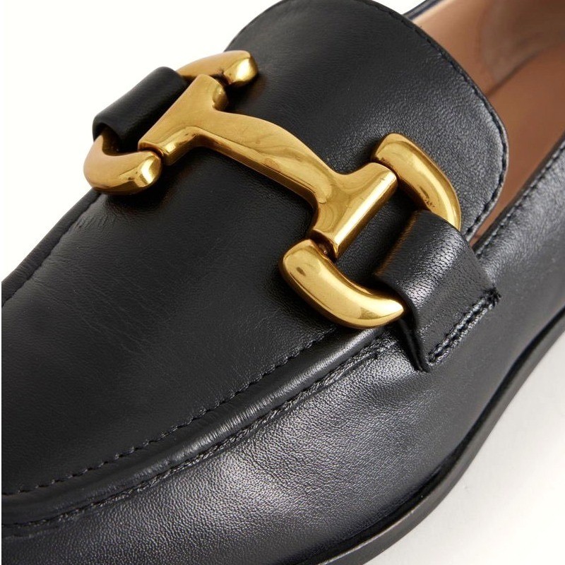 Boden Iris Snaffle Trim Loafer Women 42/10.5 Black Leather Preppy Luxury Classic