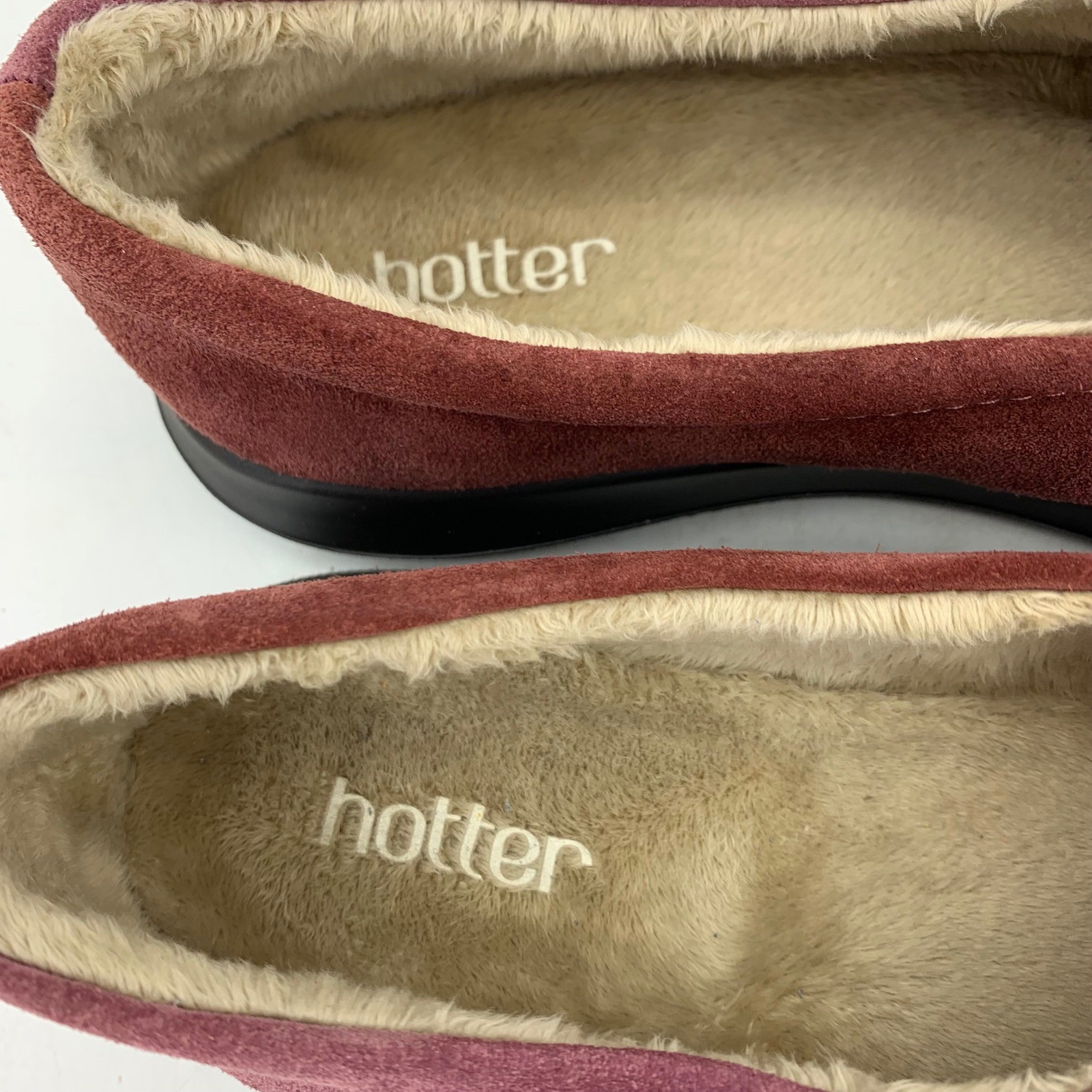 Hotter Suede Faux Fur Lined Comfort Loafer Shoes England Walking Minimalist Sz 9