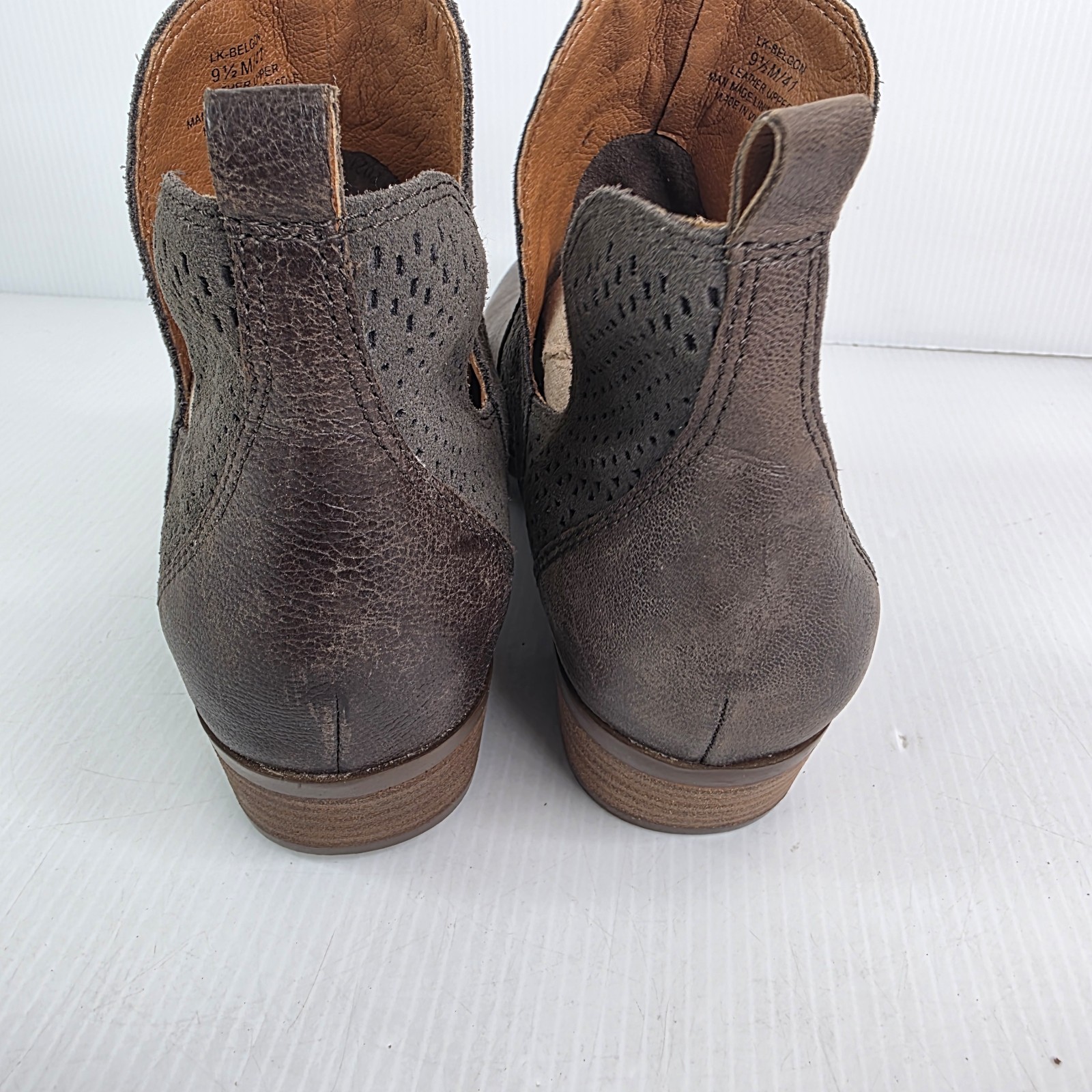 LUCKY BRAND Brown Gray Leather Suede Booties Womens Sz 9.5