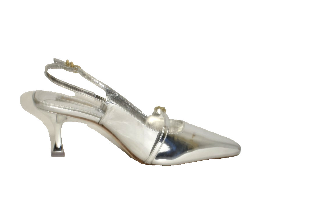 New! Larroude Ines Pump In Silver Specchio Size 7.5 DD180A