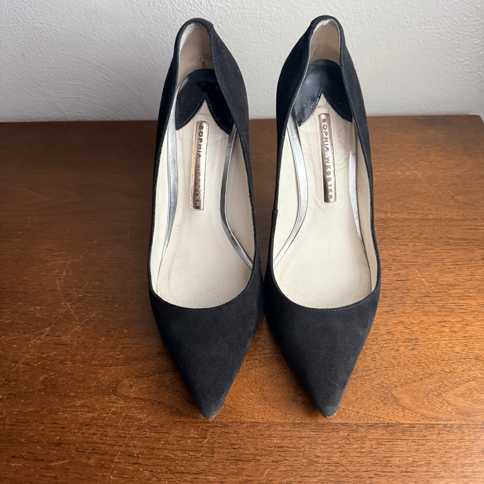 Sophia Webster Coco Flamingo Suede Pumps Sz 7 Black Copper SEE PHOTOS