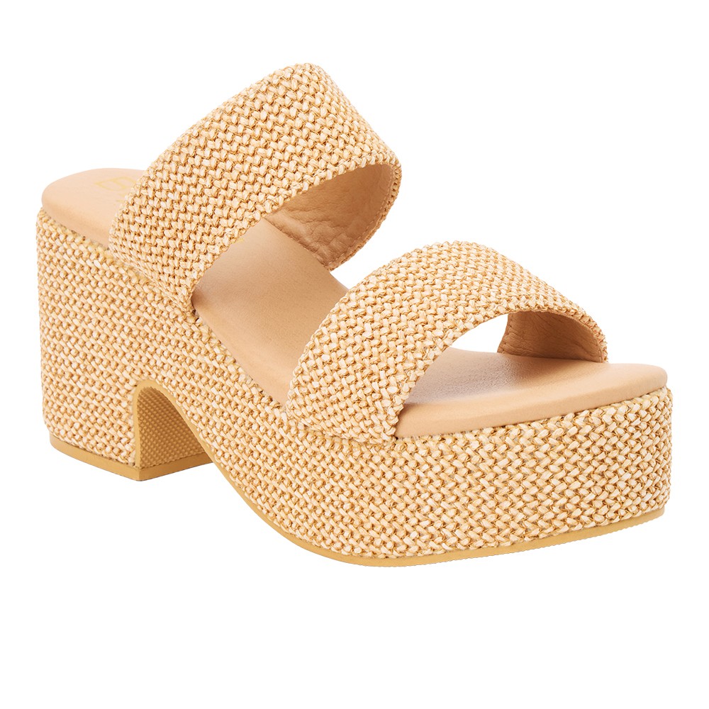 BEACH by Matisse Ocean Ave Platform Block Heels Womens Beige Casual Sandals OCE