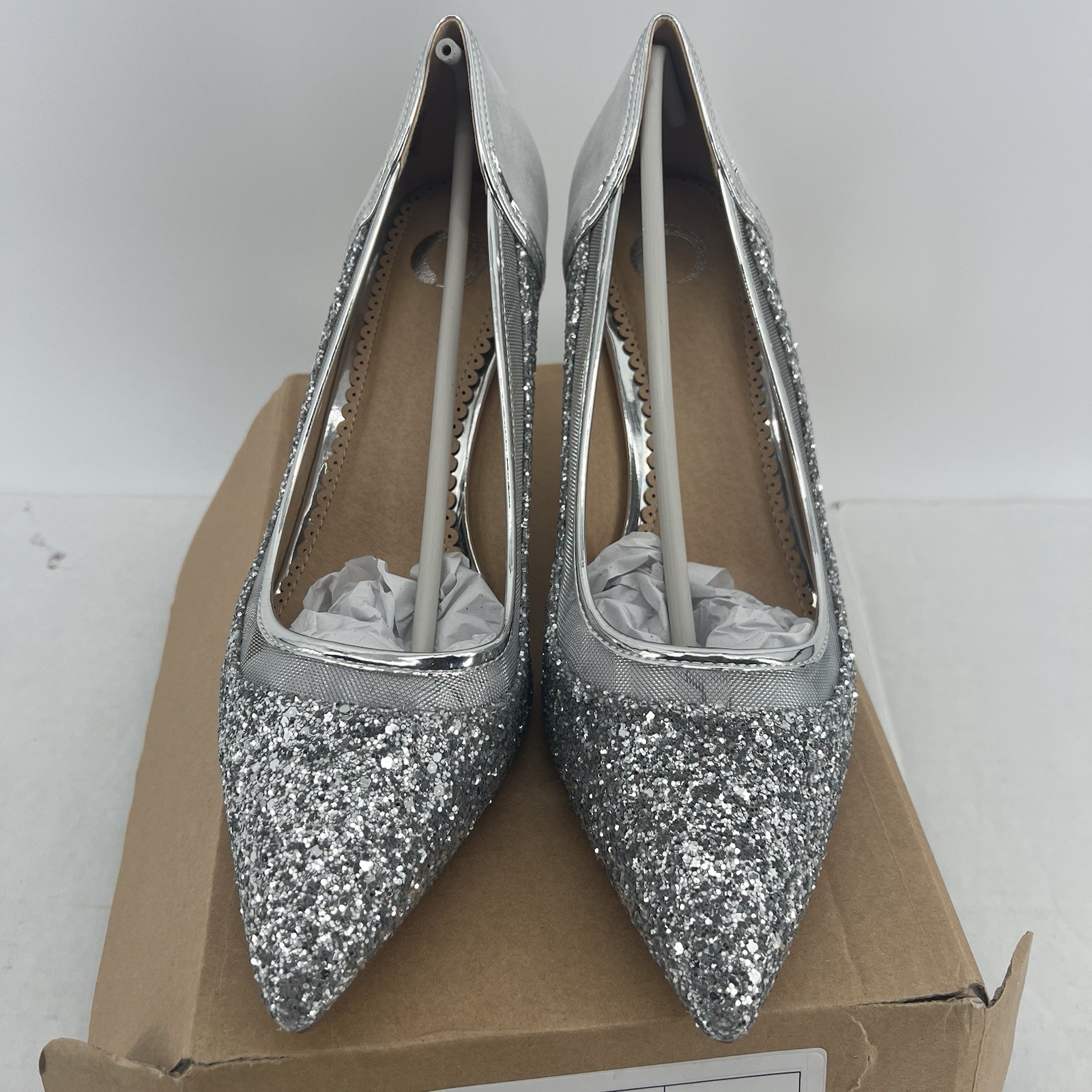 Journee Collection Womens Silver Heels Size 11 Silver Pump Heel Shoes 11M NEW