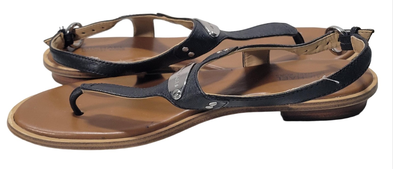 Michael Michael Kors MK Plate Thong Sandals Women’s 7.5 M Black
