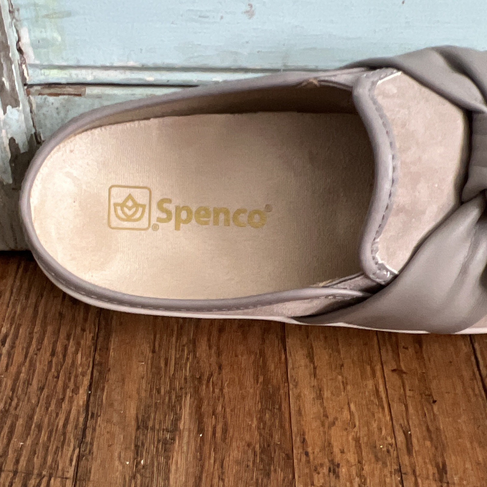 Women’s Spenco Orthotic Suede Slip-On Mule Flats w/Bow Black & Gray US 8.5