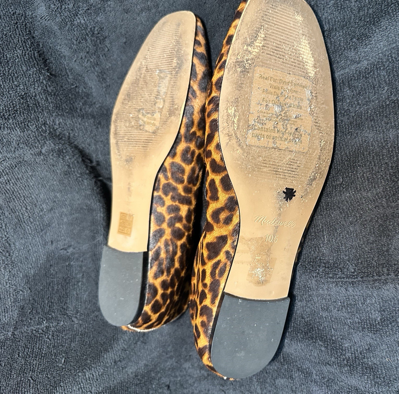 MADEWELL Greta Ballet Mary Jane Flats Square Toe Calf Skin Leopard Women’s 10.5