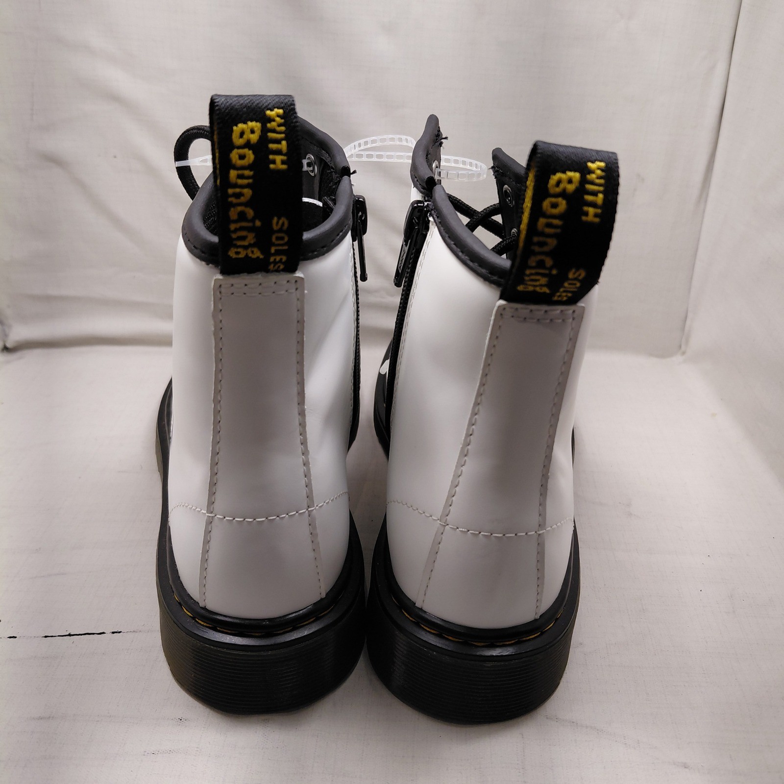 Dr. Martens 1460 J White Leather Lace Up Side Zip Combat Boots US Women 5 1460J