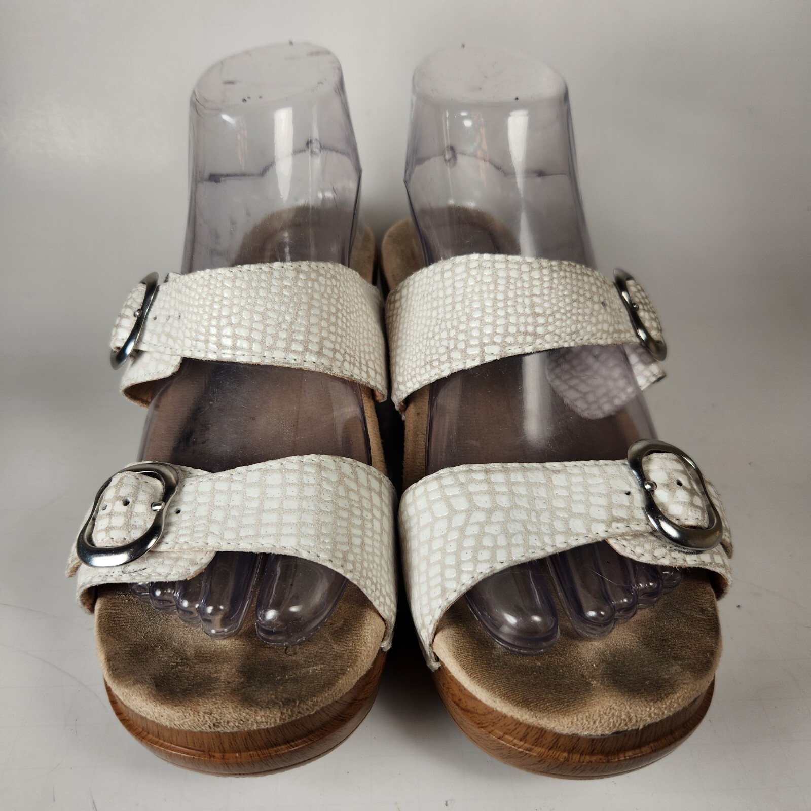 DANSKO Women’s Sophie Sandal 8.5 EU 39 White Snake Print Open Toe Leather Shoe