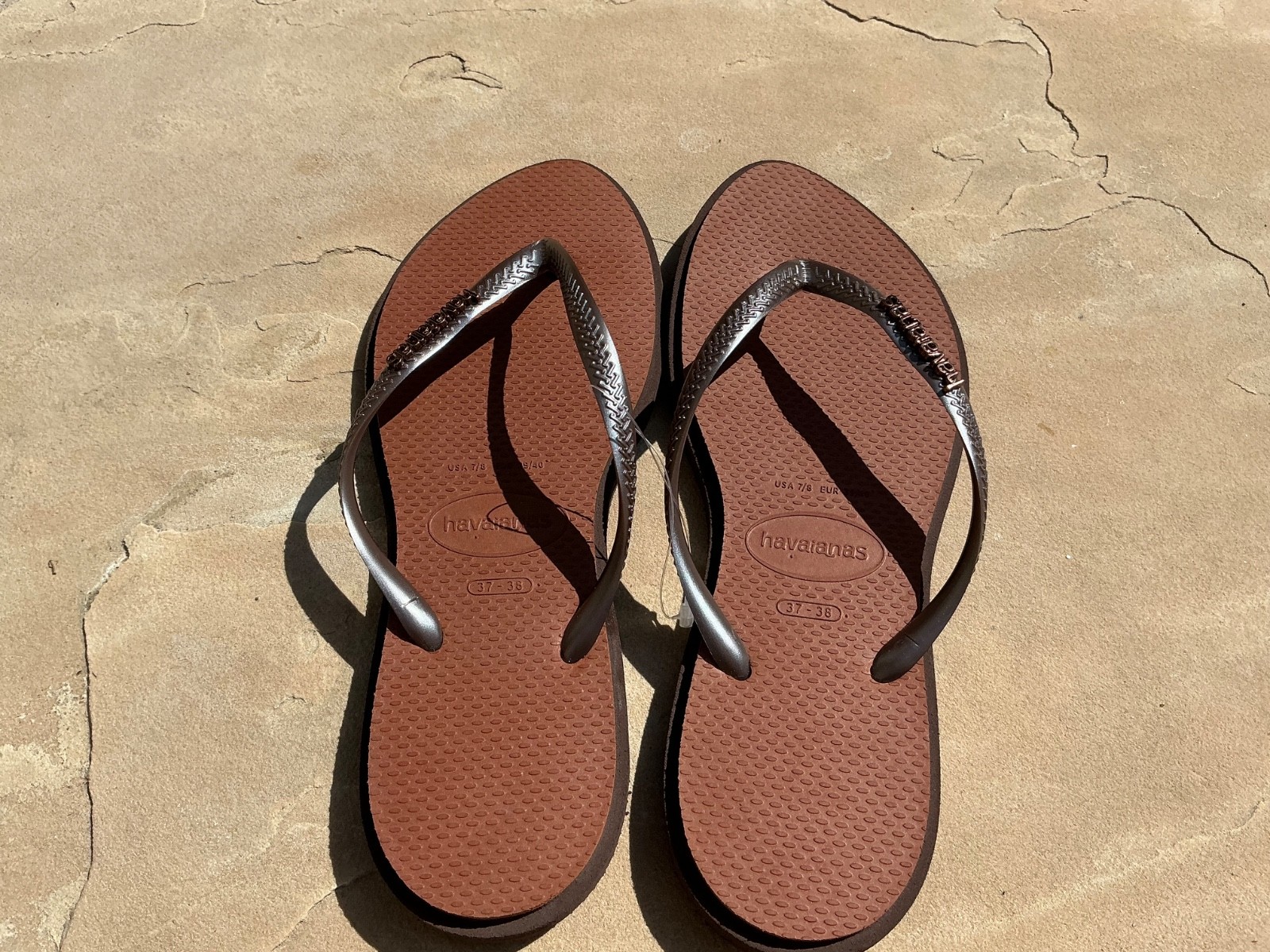 Havaianas Slim Point Flip Flops Color Café Sz 7/8