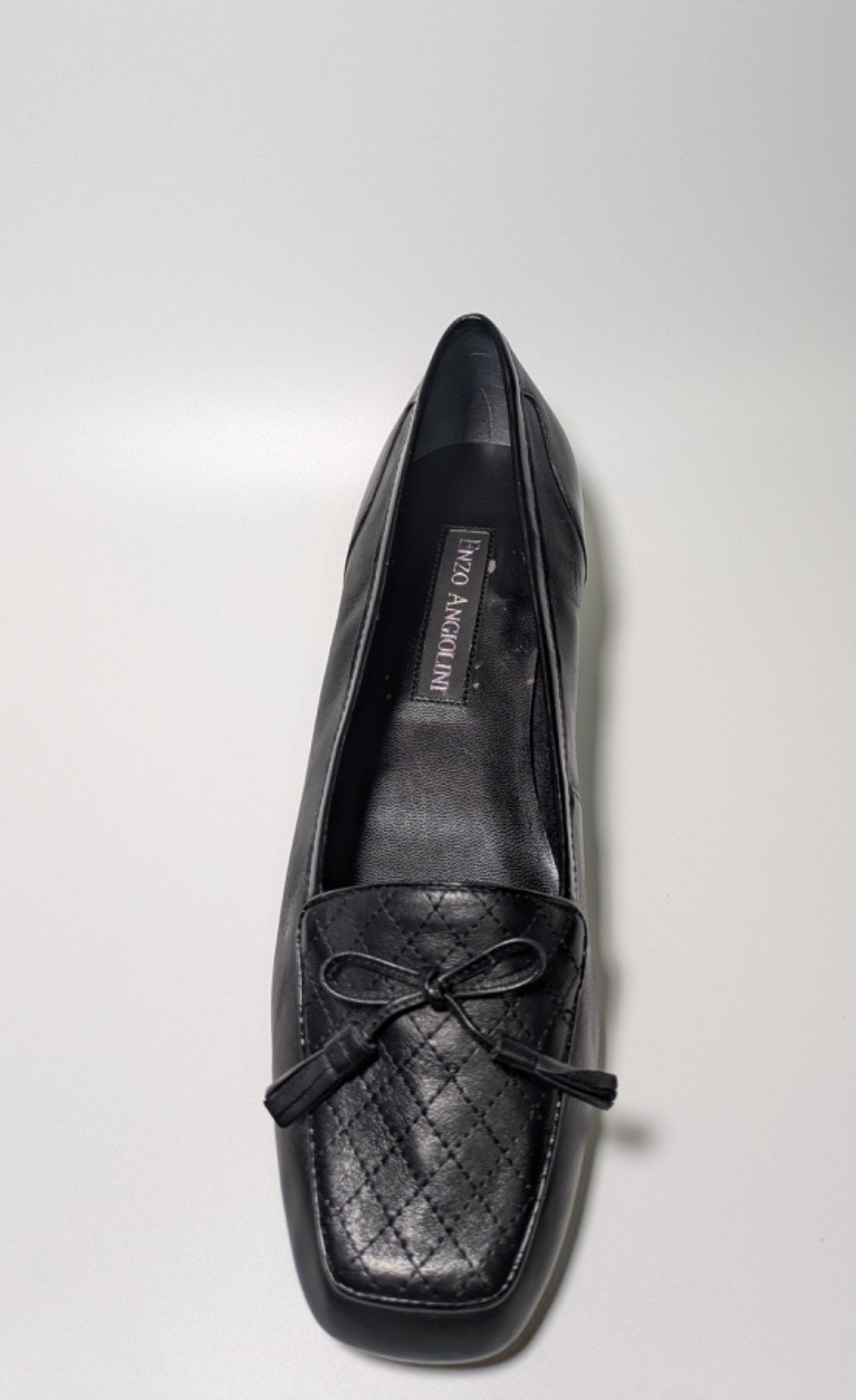 Enzo Angiolini “Lizzia” Black Leather Quilted Flat loafer Women’s Size 7M New