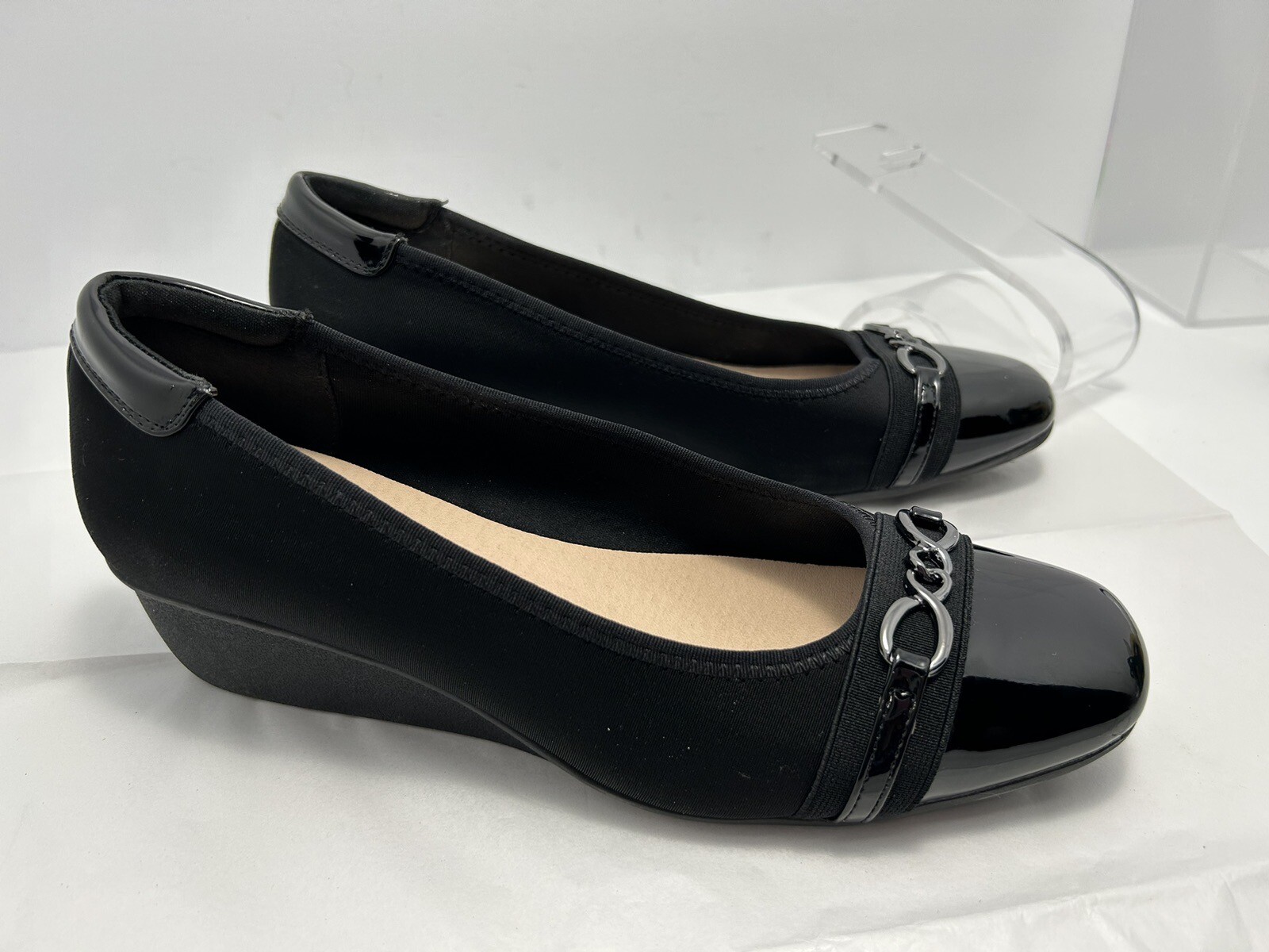 Lauren Blackwell Womens Wedge Shoes Size 11M Black Cap toe #E