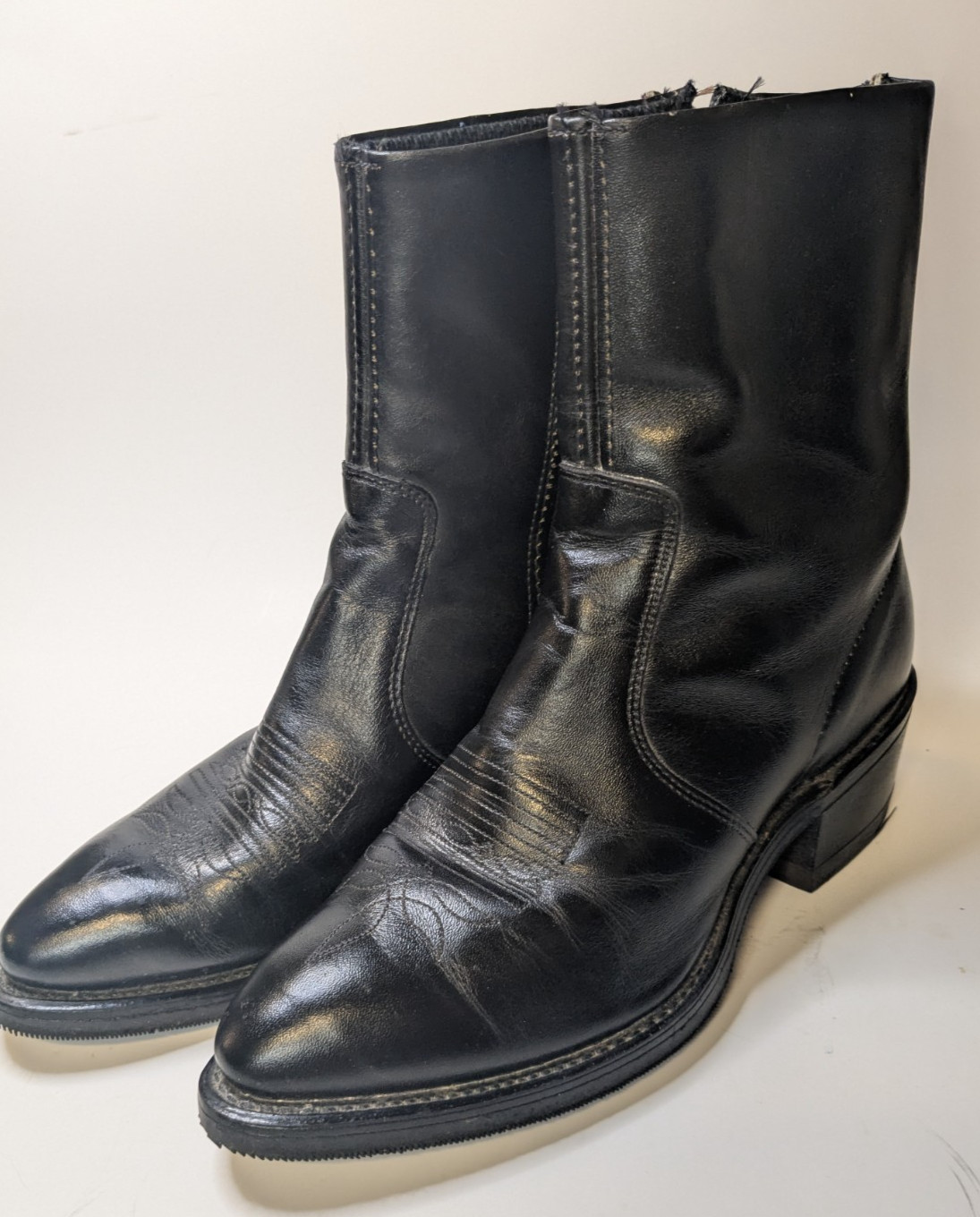 Vintage Dexter Womens 7 1/2 D Wide Black Western Cowboy Boots Vibram Soles