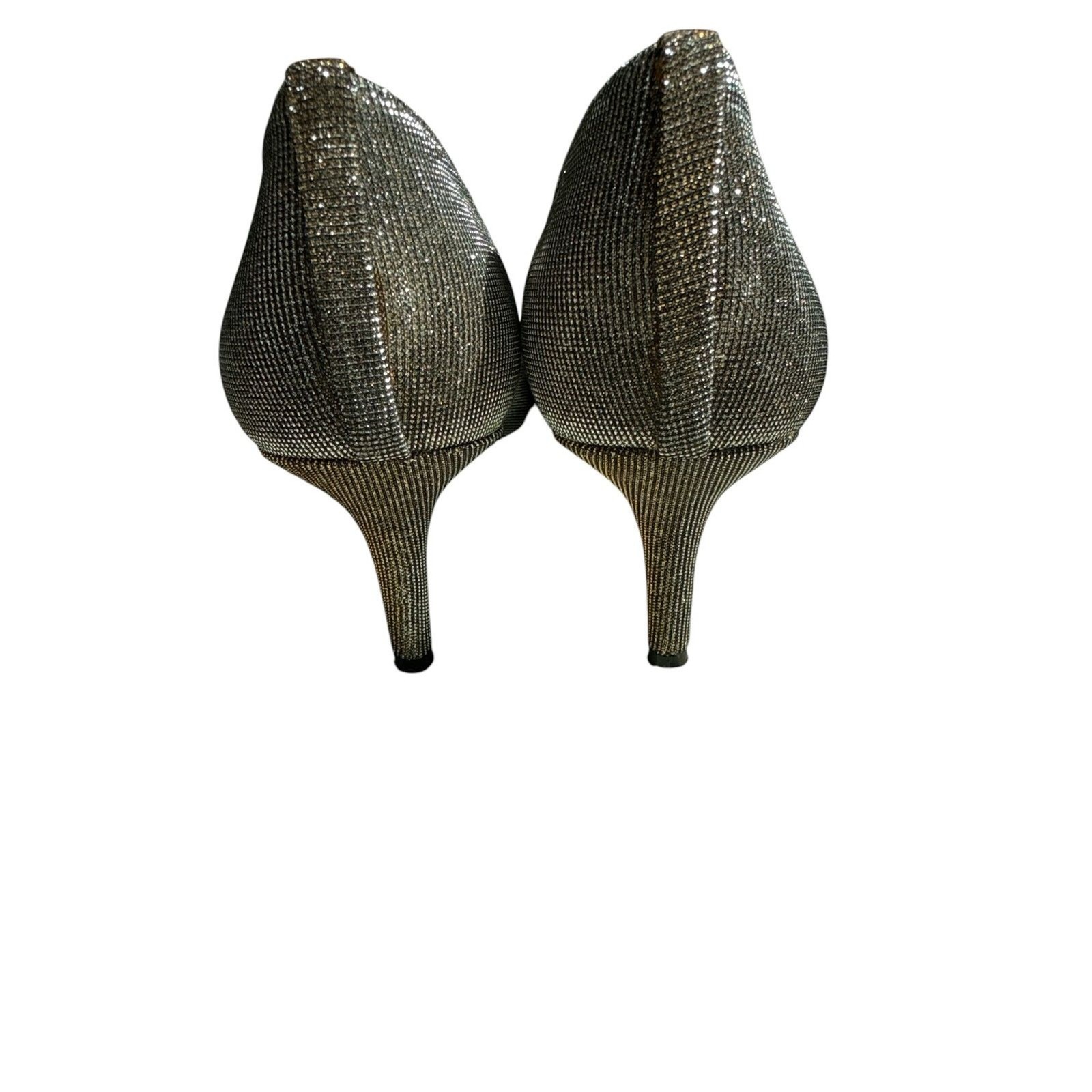 Stuart Weitzman Metallic Glitter «Bowover» Peep Toe Pump 7N EUC $398