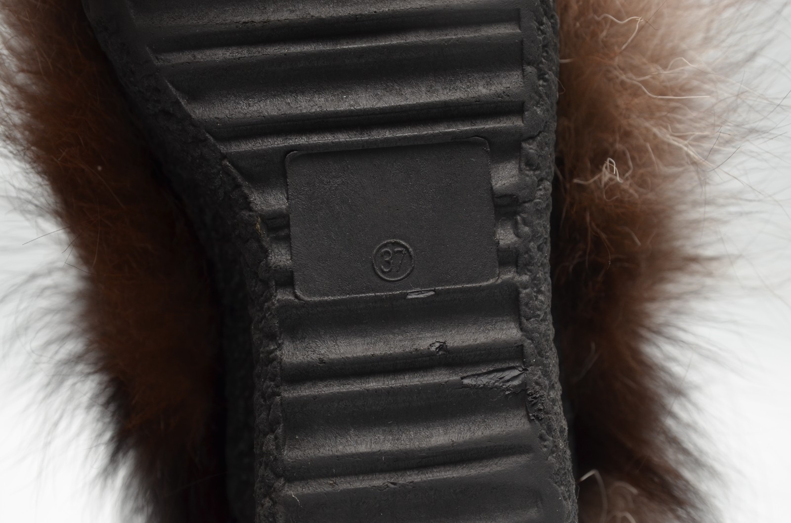 Diavolezza Wedge Platform Fox Fur Brown Gray Boots Women’s sz EUR 37 / US ~ 7