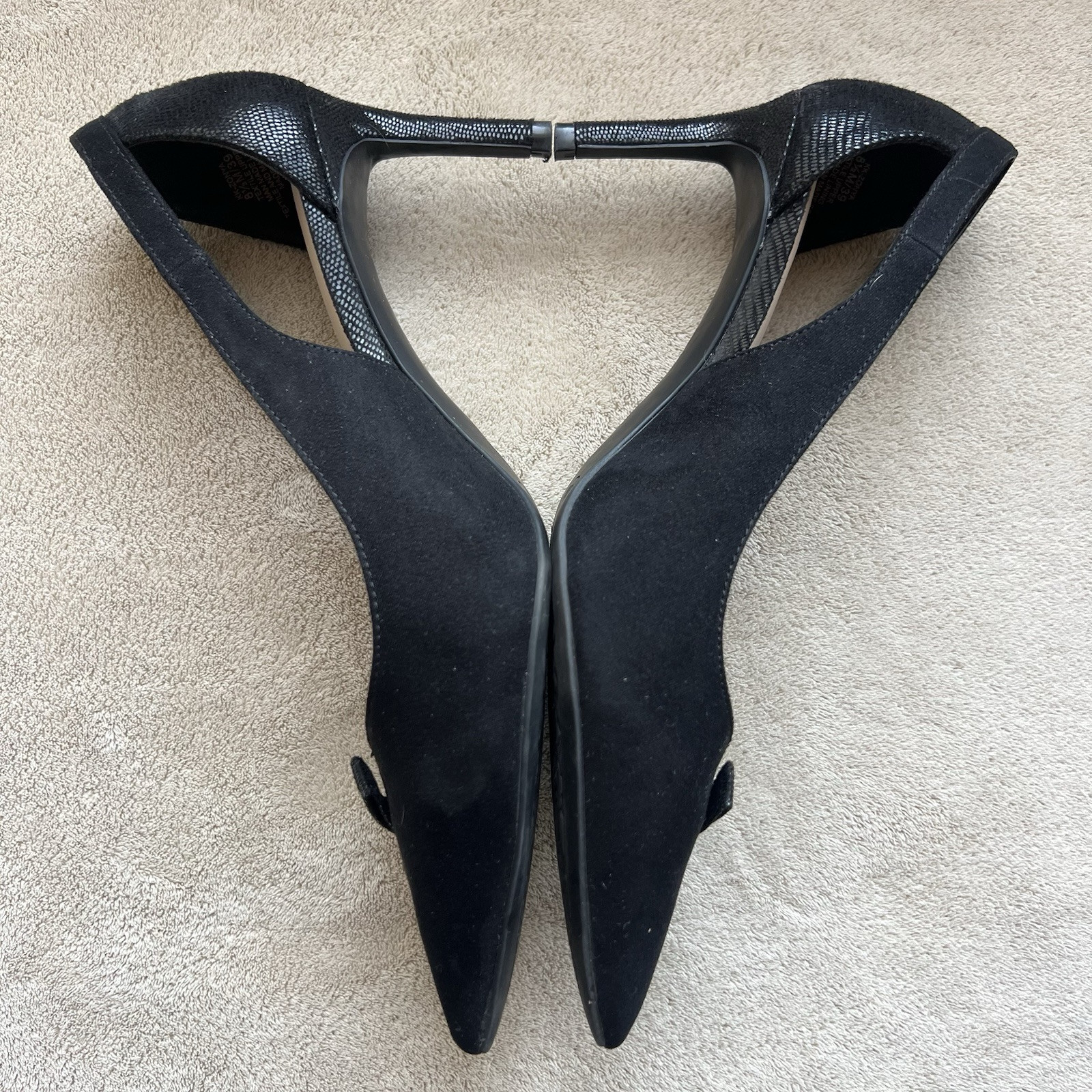Kelly & Katie Zonya Black Faux Suede Textile Heels Pumps Women US 8.5 EU 39 Bow