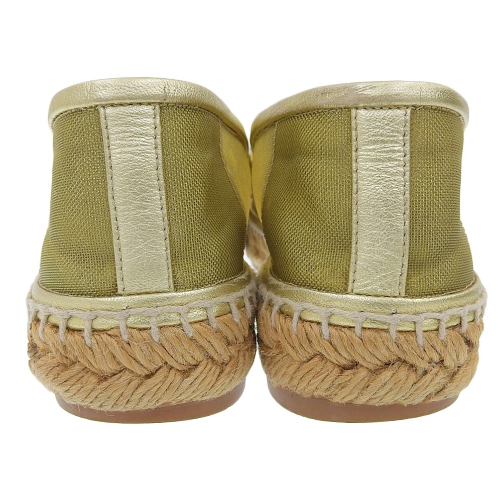 CHANEL COCO Mark Mesh Espadrille Sandals Shoes 8.5″» Gold Women USED