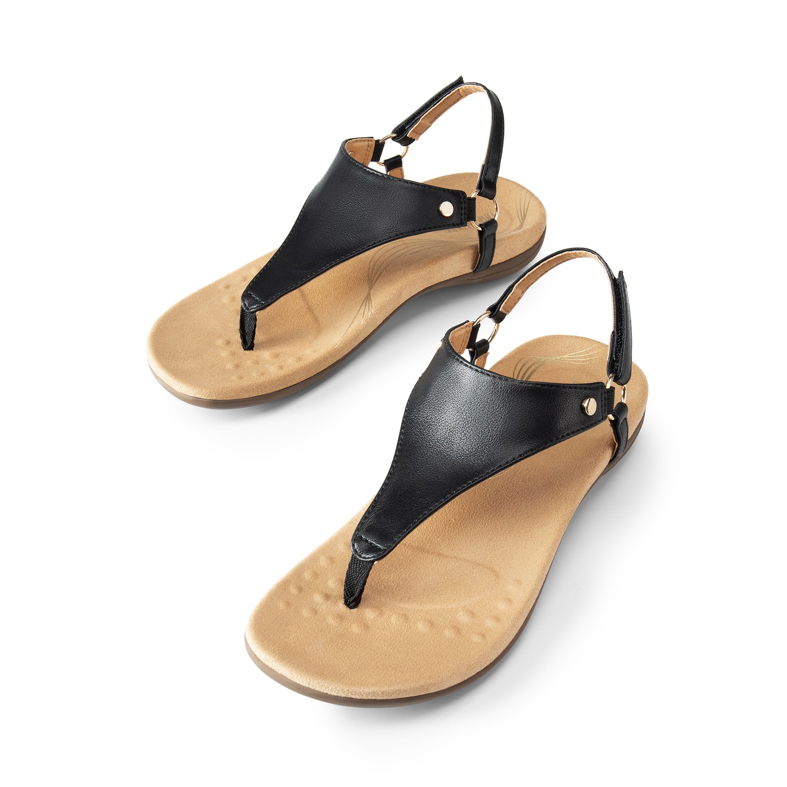 Women Flat Sandals Arch Support Soft Cushion Summer T-Strap Thong Sandals