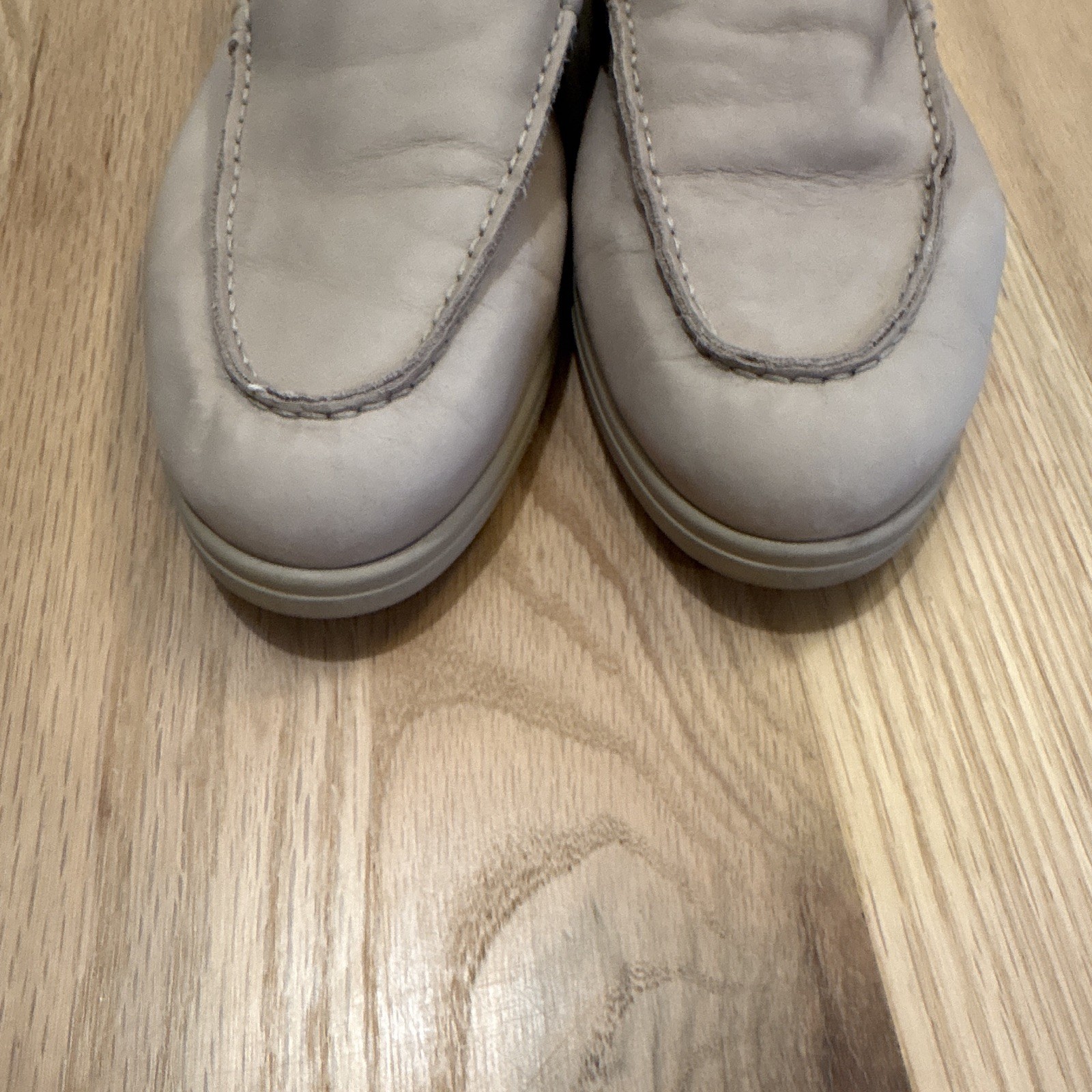 Högl Women’s Beige Leather Loafer Flats Slip-On Round Toe Logo US 8