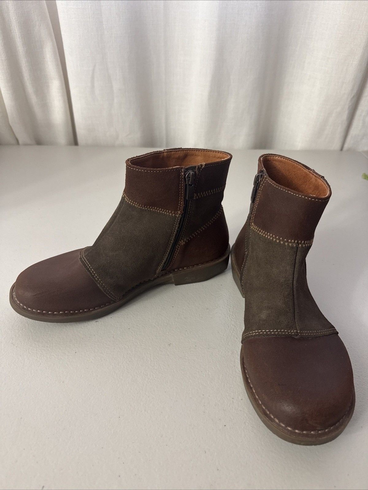 The Art Company Brown Leather Suede Patchwork Ankle Boots Women’s 8-8.5 (39)