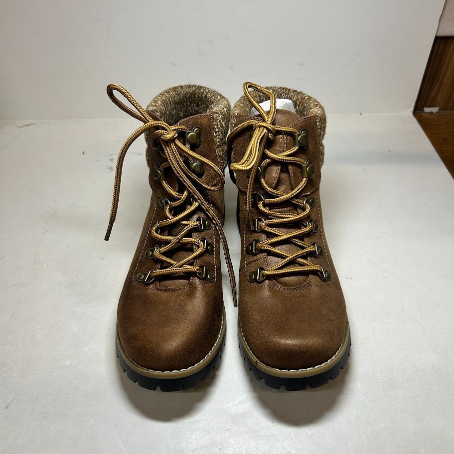 Cliffs Womens 7.5 M Cognac Suedette Sweater Pathfield Lace Up Boots NIB LV2