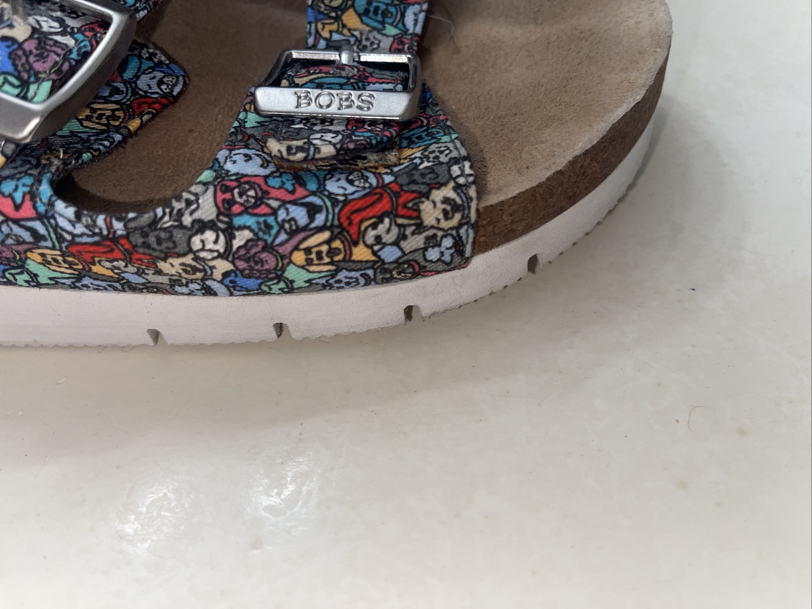 Bobs from Skechers Platform Bohemian Dog Print Double Buckle Sandals Sz 8 Mm15