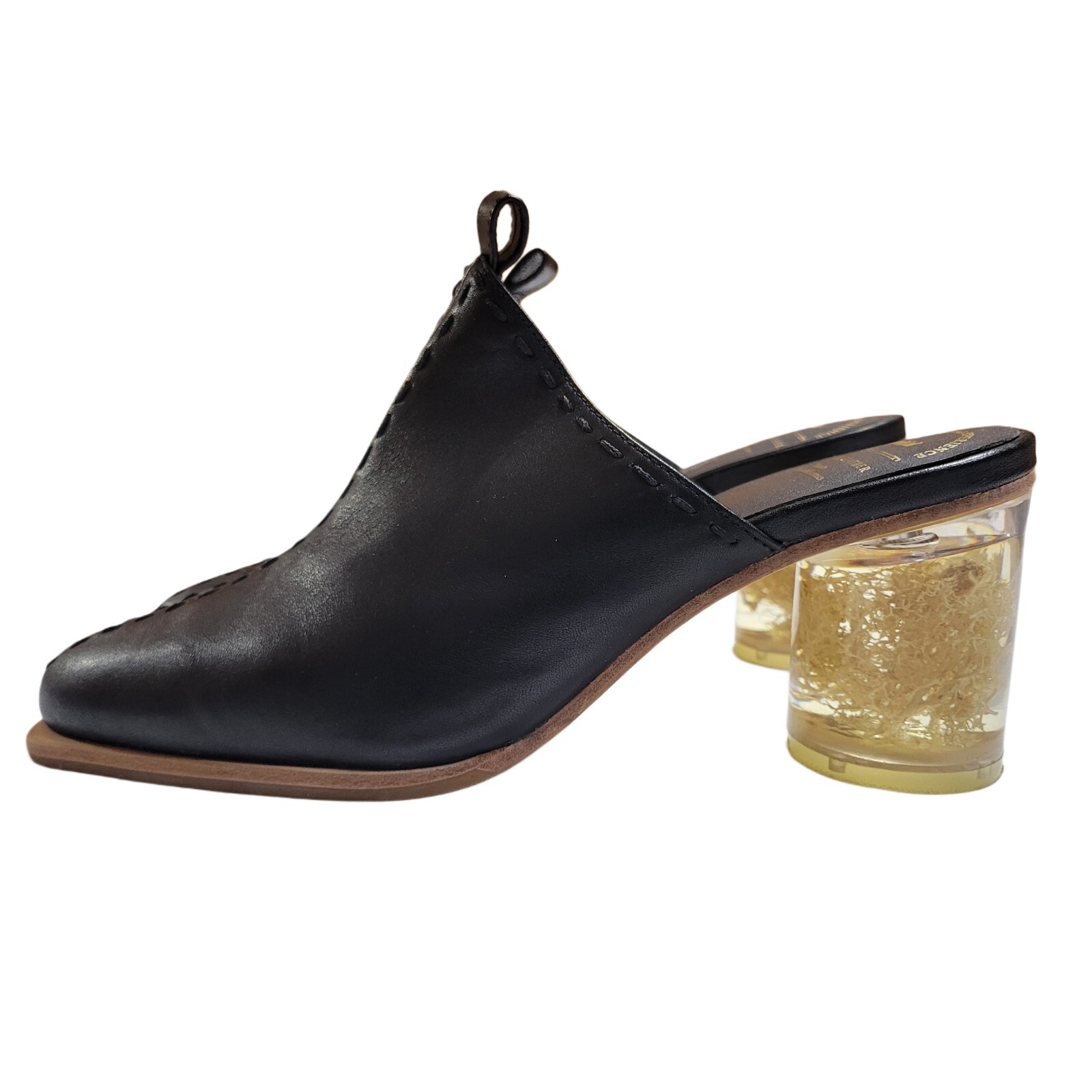 Womens US 6 Black Sea Coral Mules See Thru Heels «Initial» No. 36 / 230 / 1.5