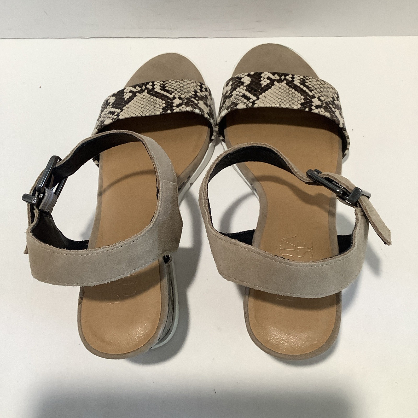 Dakota Chase Aiden Leather Slingback Snake Print Wedge Sandals Woman’s Sz. 8.5M