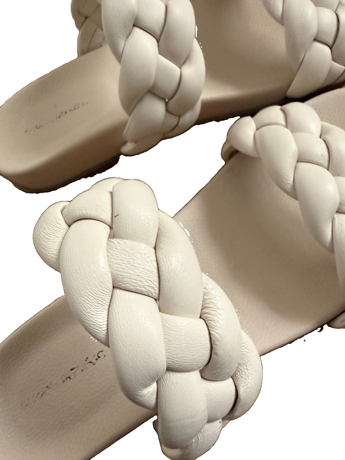 Banana Republic Braided Leather Slide Sandals Cream Womens 9M NWT